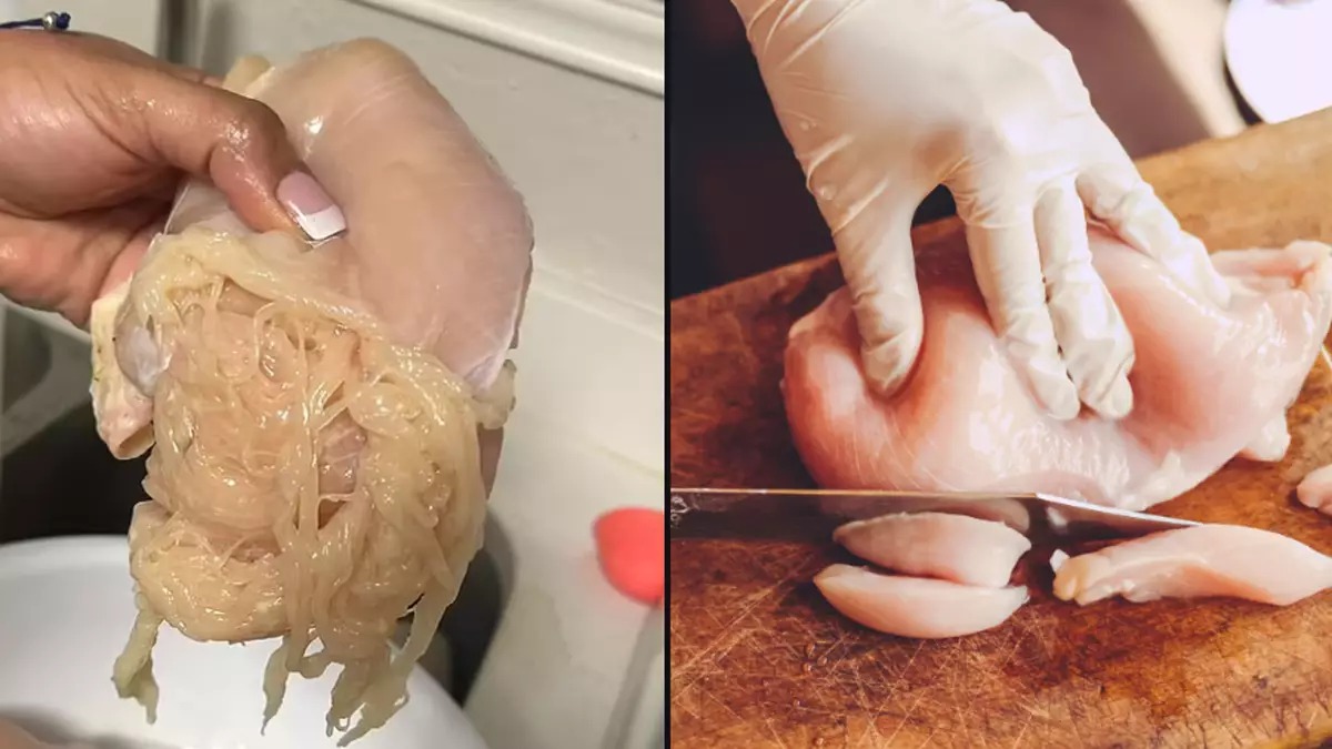 Mom shares disgusting photo of chicken breast that shreds into spaghetti