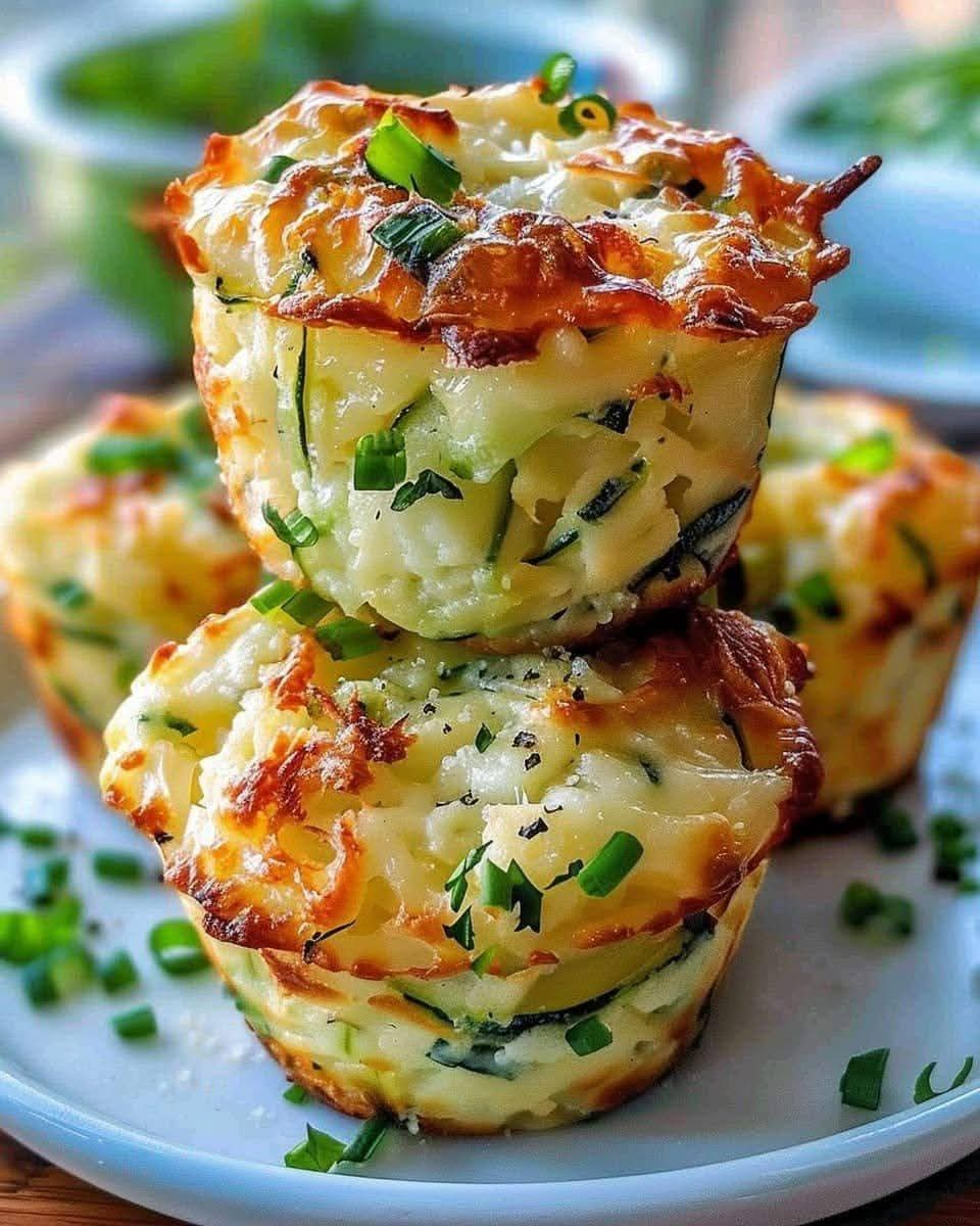 Crispy Parmesan Zucchini Potato Muffins