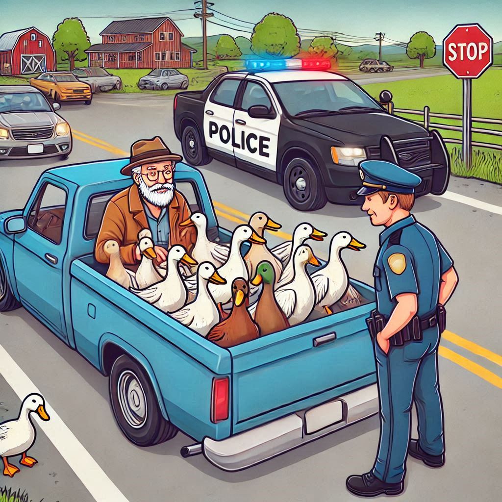 HT1. JOKE OF THE DAY: A policeman pulls over an old man driving a pickup truck