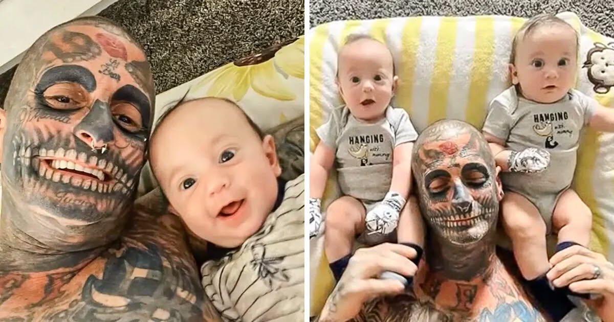 HT15. Dad with over 240 tattoos was called a ‘monster’ and ‘bad dad’ because of his look – but wait till you see how he looked before