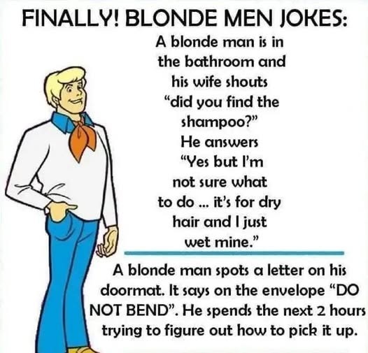HT16. FINALLY BLONDE MEN JOKES