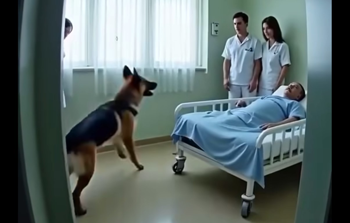 HT1. The doctors brought the dog to say goodbye to his owner, but then the smart animal suddenly started barking loudly…