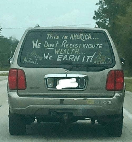 HT1. Controversial Message Sparks Debate on Wealth Redistribution: The Viral Story Behind the SUV’s Bold Statement