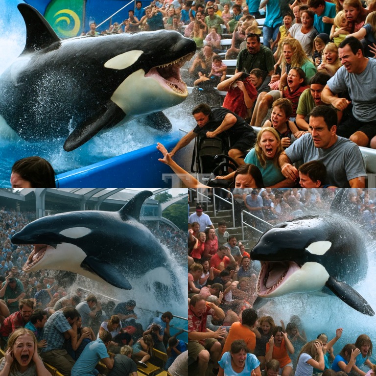 HT1. Horror at the Marine Park: Chaos Erupts as a Killer Whale Leaps Into the Crowd, Leaving Dozens Injured and Witnesses Frozen in Terror
