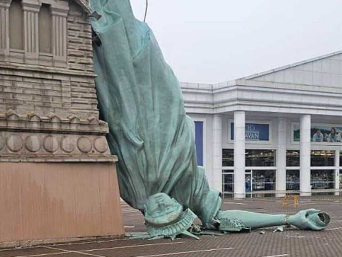 HT14. A 115-foot replica of the Statue of Liberty was toppled during a storm…See more