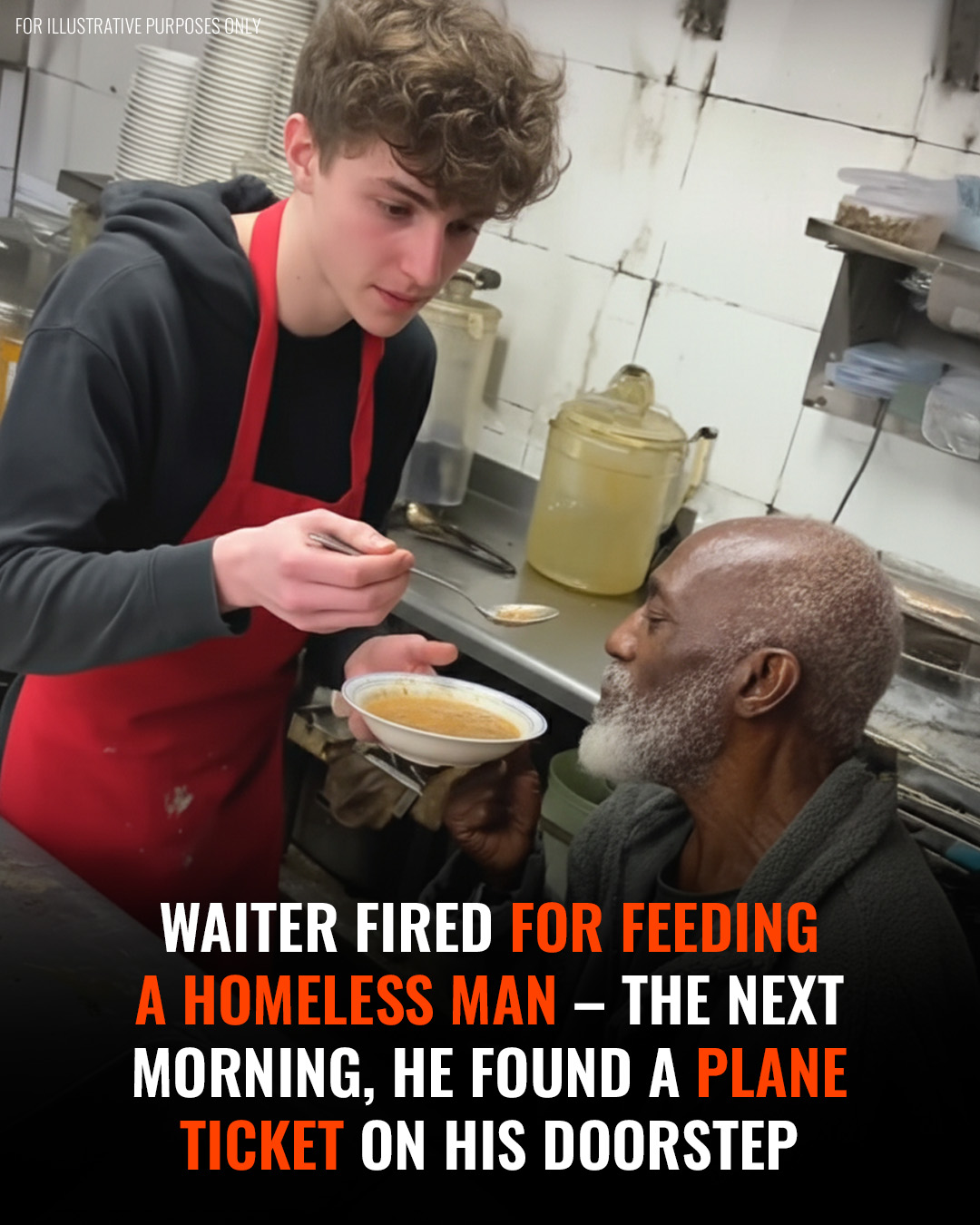 HT10. Waiter Fired for Letting Homeless Man Stay in Restaurant – The Next Morning, a Plane Ticket Appears on His Doorstep