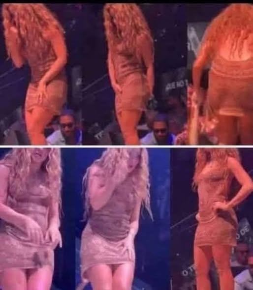 HT6. The moment Shakira leaves the stage after noticing that…