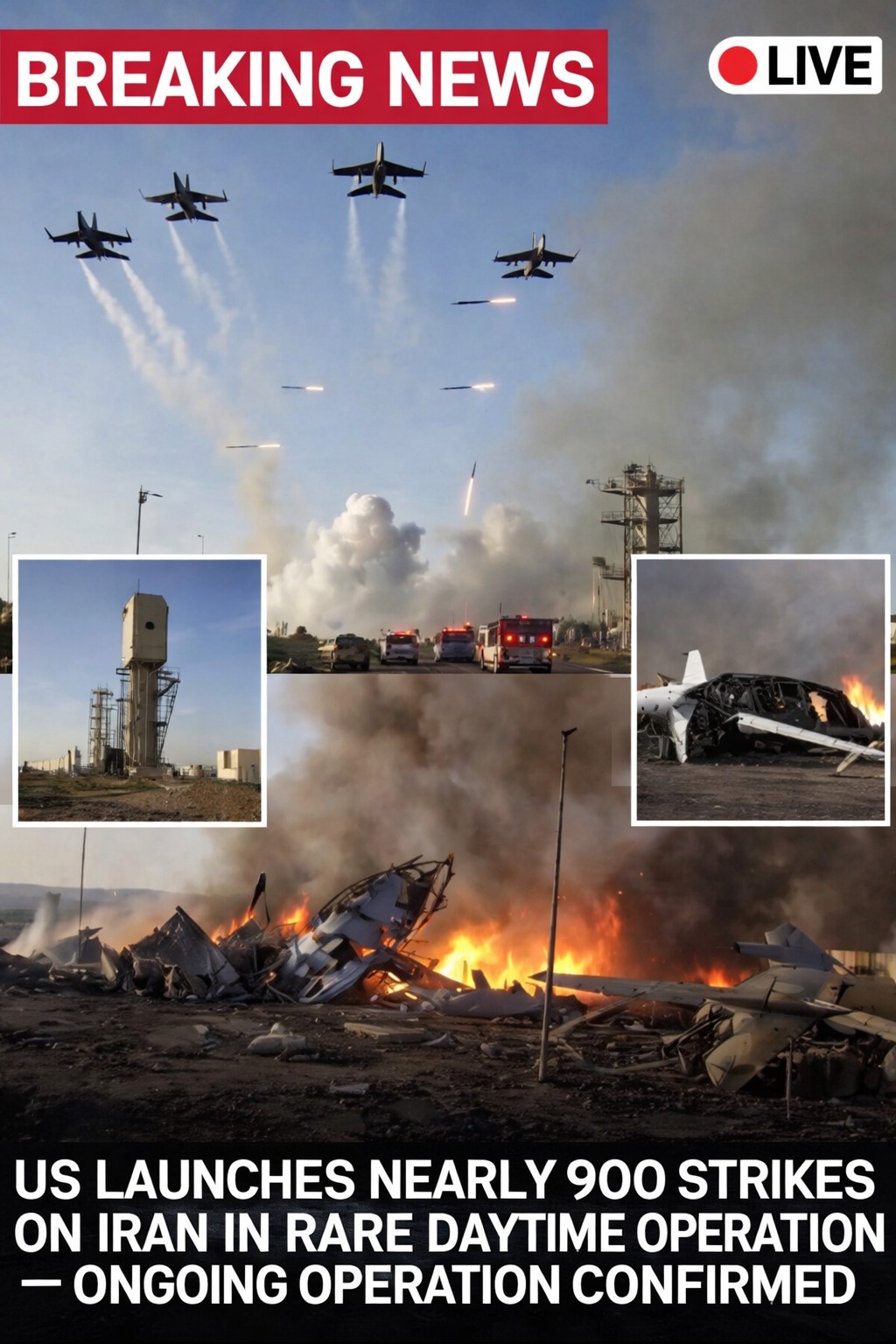 HT1. US Executes Rare Daytime Assault With Large Strikes on Iran Washington