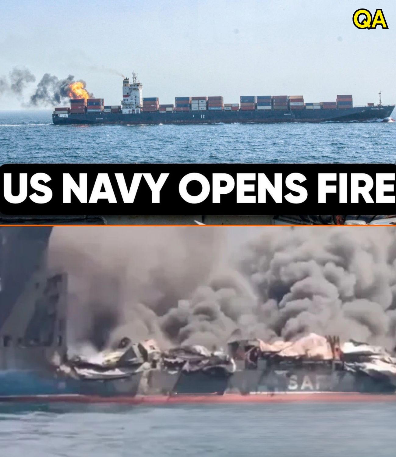 HT1. US Warships Open Fire on Iranian Cargo Ship in Strait of Hormuz