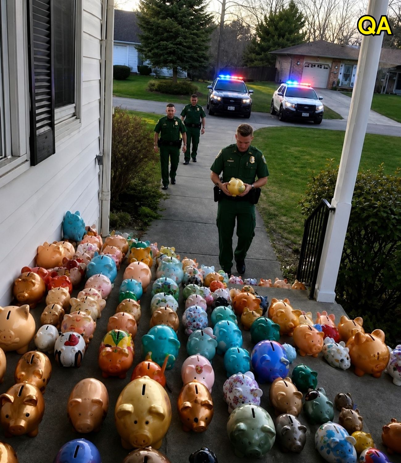 HT14. My 6-year-old son gave away his savings to help our elderly neighbor — but the next morning, police surrounded our house, and an officer handed me a red piggy bank saying, ‘Open it’