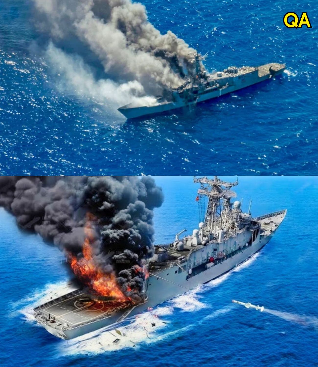 HT14. USS Rodney M. Davis (FFG-60) Sink After hit by…