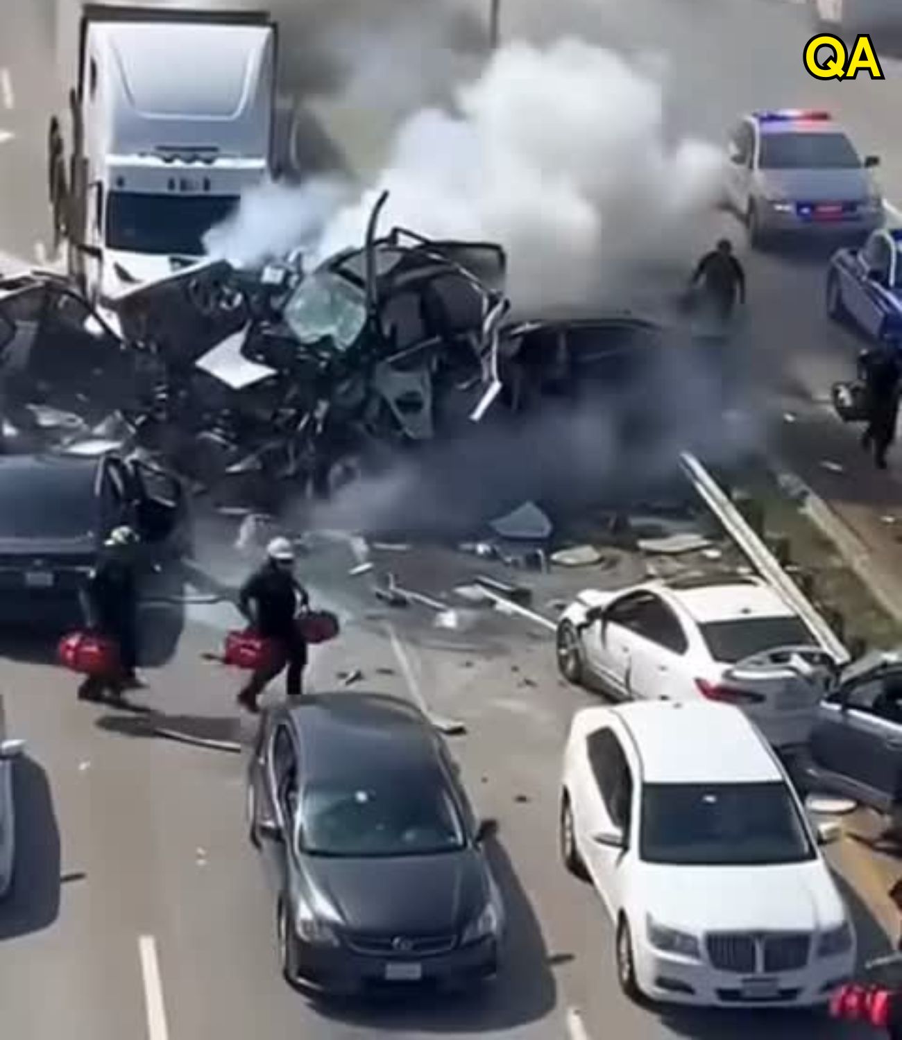 HT14. Massive highway pile-up after truck jackknifes… See more