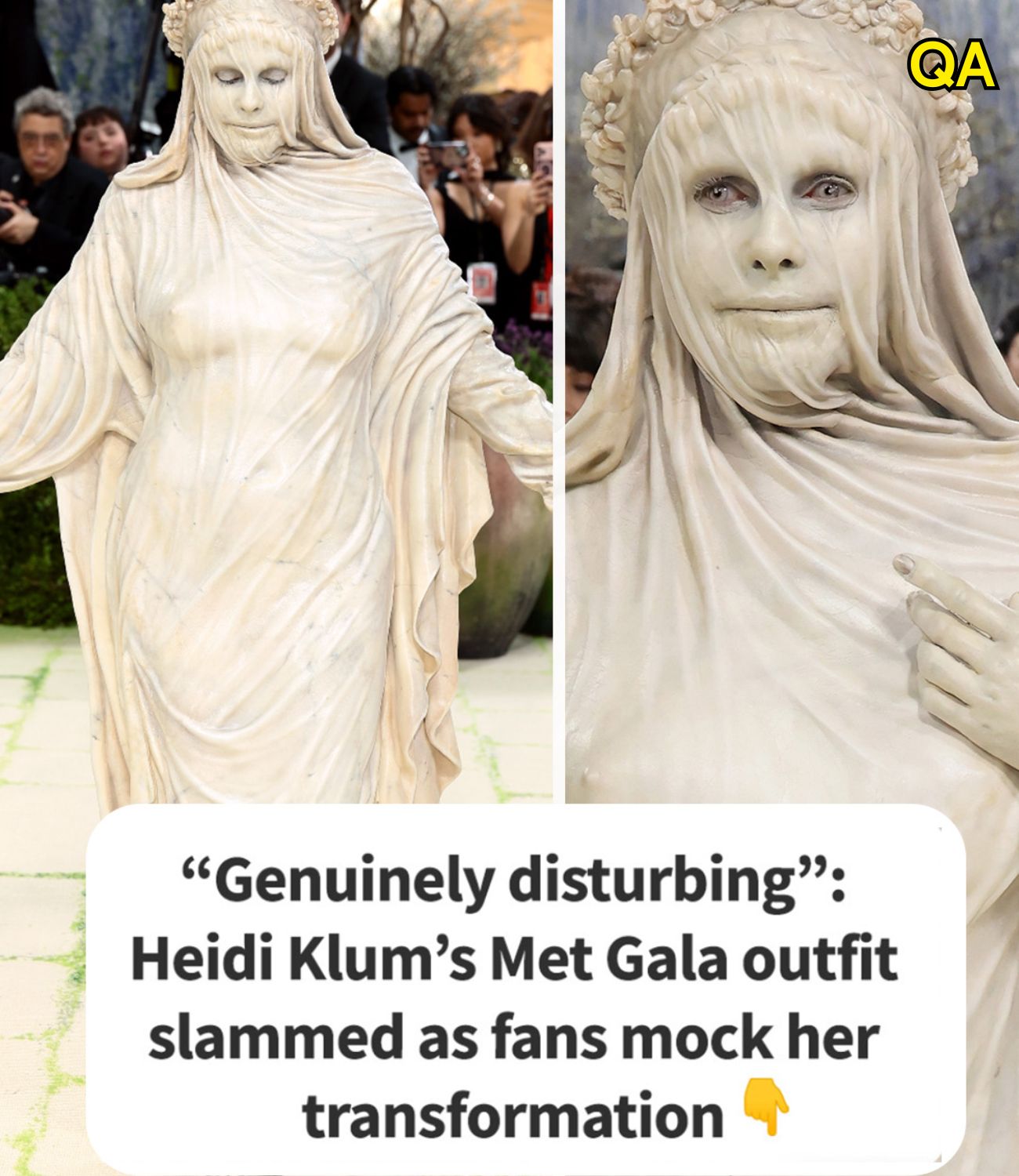 HT1. Heidi Klum’s Met Gala outfit slammed as fans mock her transformation