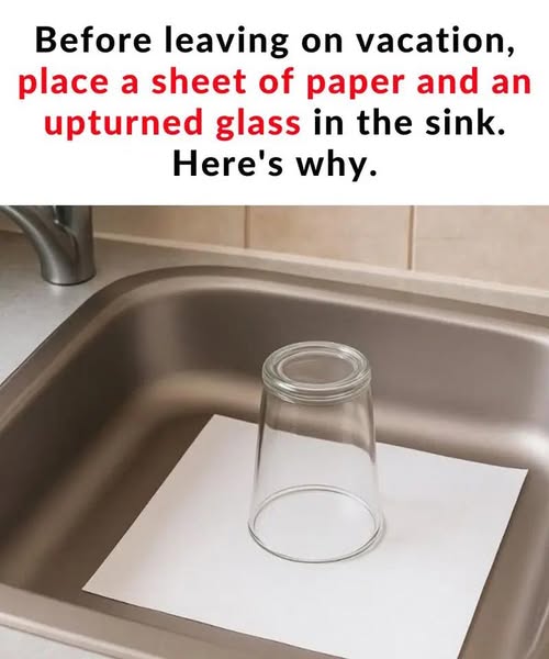 HT3. Here’s why you should always leave an upturned glass and a piece of paper in the sink before going on vacation