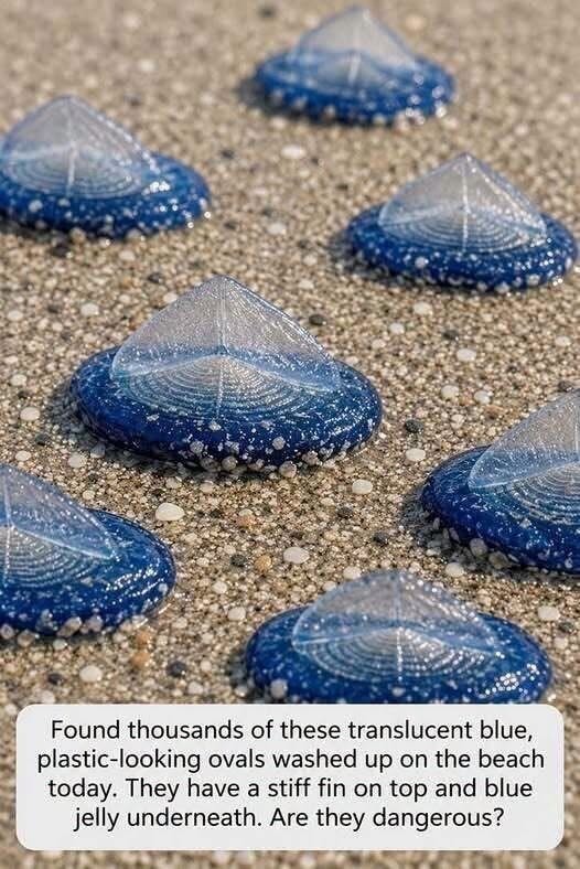 HT1. Blue Fleet on the Beach: What Are These Strange Plastic-Looking Ovals Washing Ashore?
