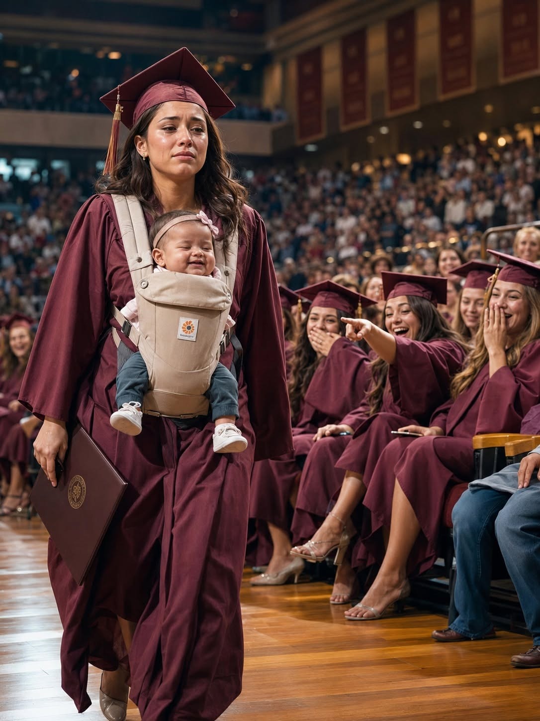 HT4. Part 2: Everyone Mocked the Young Mom for Bringing Her Baby to Graduation—Then the Principal Revealed the Truth and the Entire Auditorium Stood in Tears