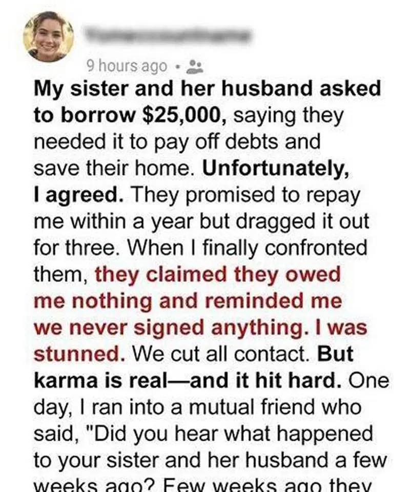 HT4. My sister and her husband vanished after borrowing a fortune