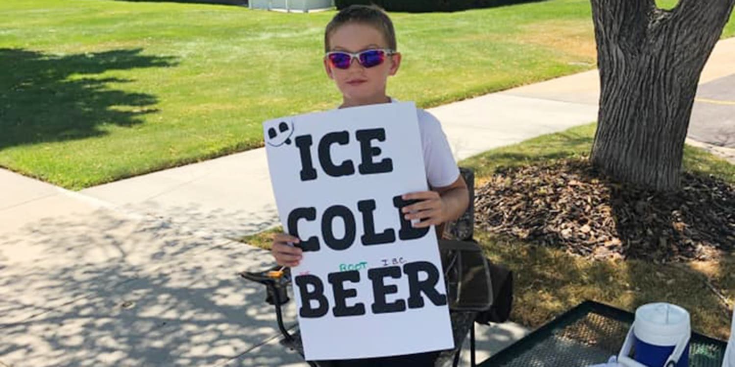 HT4. Police are called on boy selling ‘Ice Cold Beer’ but his clever sign has them laughing