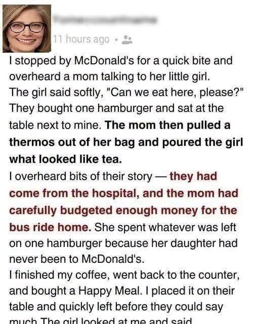 HT1. She Could Only Afford One Burger for Her Daughter—Then a Stranger Stepped In