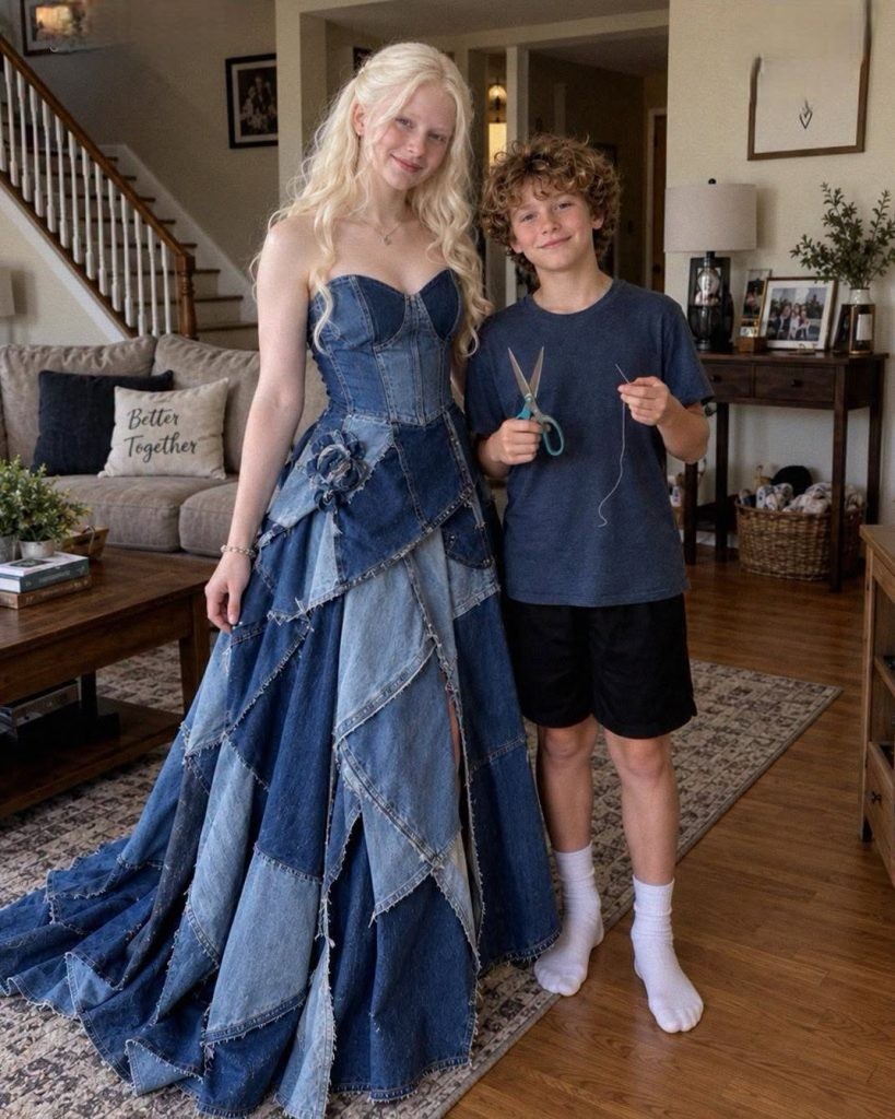 HT1. My Stepmom Refused to Give Me Money for a Prom Dress My Brother Sewed One from Our Late Moms Jeans Collection and What Happened Next Made Her Jaw Drop