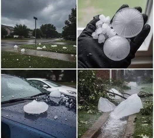 HT2. Residents Caught Off Guard as a Powerful Hailstorm Sweeps Through Town