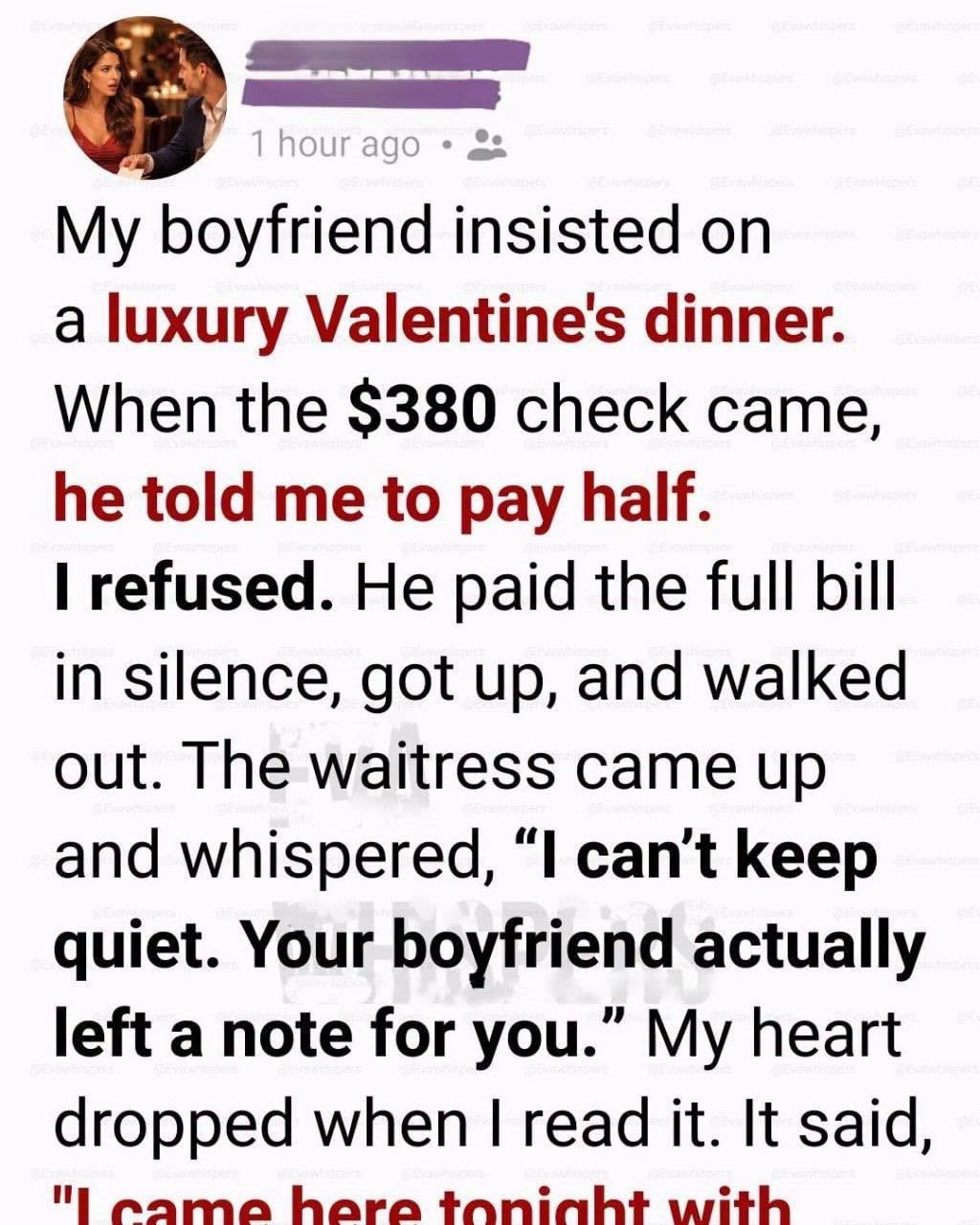 HT3. Cruel Valentine Dinner Test Reveals Why A Seven Year Romance Failed
