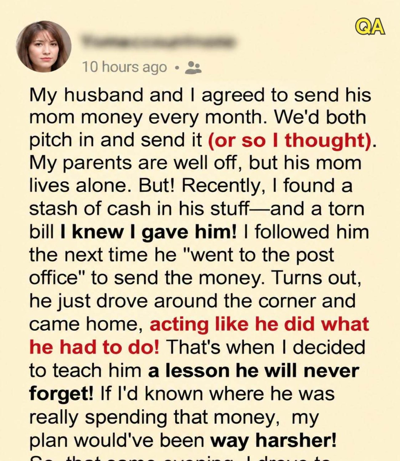 HT3. I Found Out My Husband Had Been Pocketing the Money We Agreed to Send His Mother – He Learned a Lesson He’ll Never Forget
