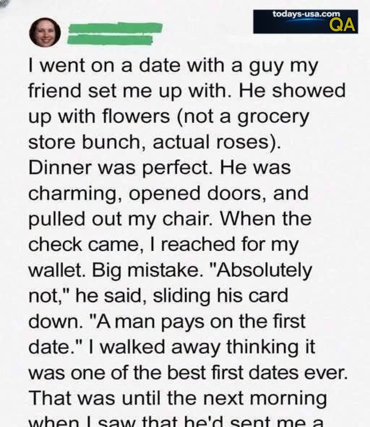 HT1. THE MAN WHO SENT AN INVOICE FOR LOVE