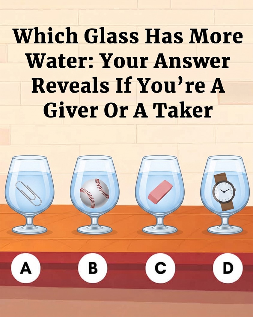 HT3. Which Glass Has More Water: Your Answer Reveals If You’re A Giver Or A Taker