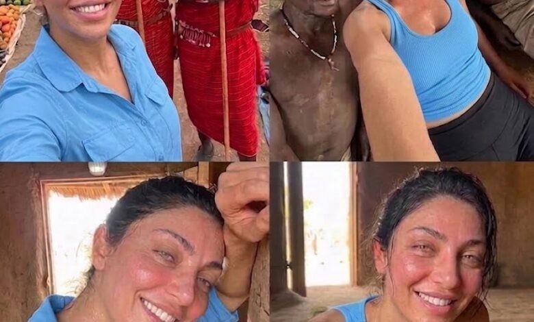HT4. Woman touring Africa is going viral over her before and after pictures with some tribes men…………