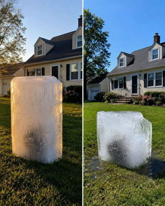 HT4. A Massive Block of Ice Appeared on My Lawn Overnight — What It Revealed After Melting Brought Authorities Straight to My Door