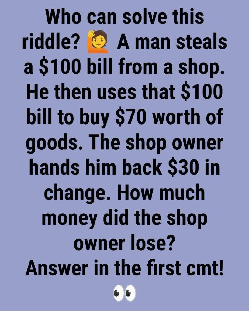 HT1. Solve the Riddle: A Man Steals 100$ From a Shop