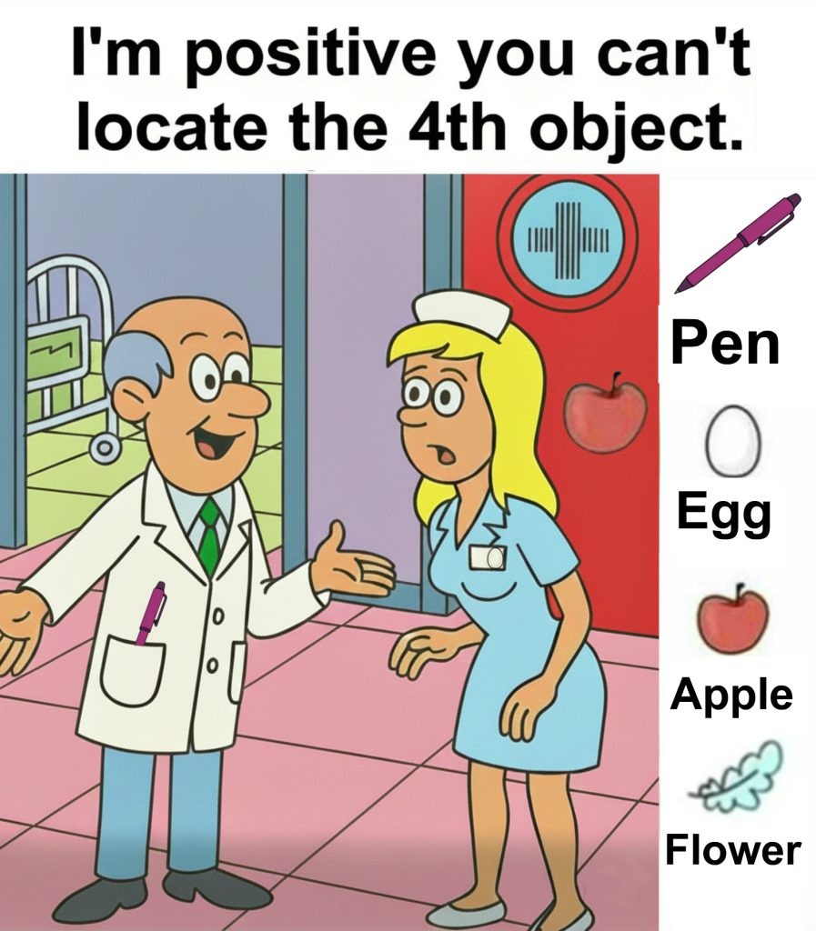 HT1. Find Pen, Egg, Apple, Flower.